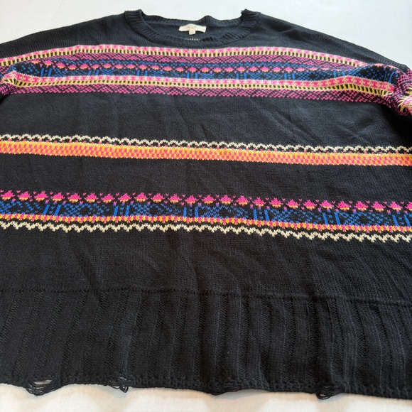 Easel Black Cozy Grandma Core Chic  Multicolor Patterned Sweater Size 1X - Picture 9 of 16